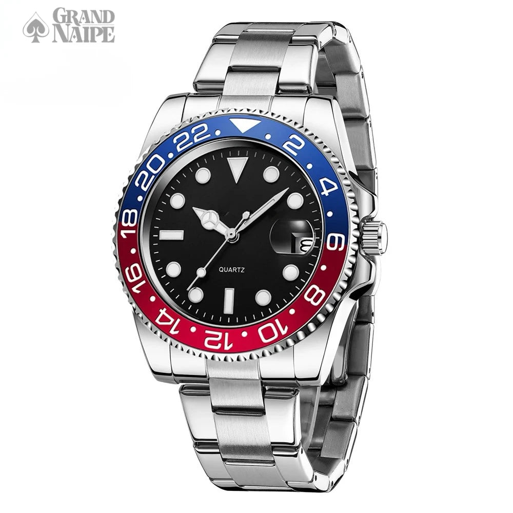 Relógio Masculino Grand Naipe – Date Azul e Vermelho