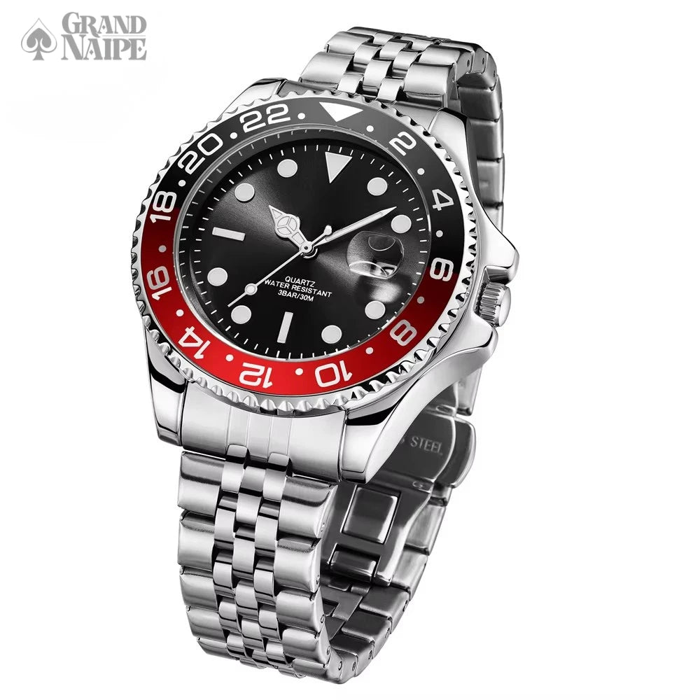 Relógio Masculino Grand Naipe – Date Vermelho e Preto