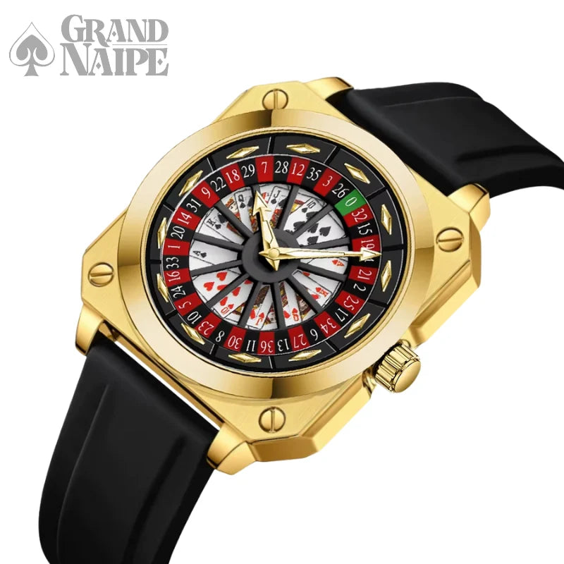 Relógio Masculino Dourado Grand Naipe – Roleta do Tempo