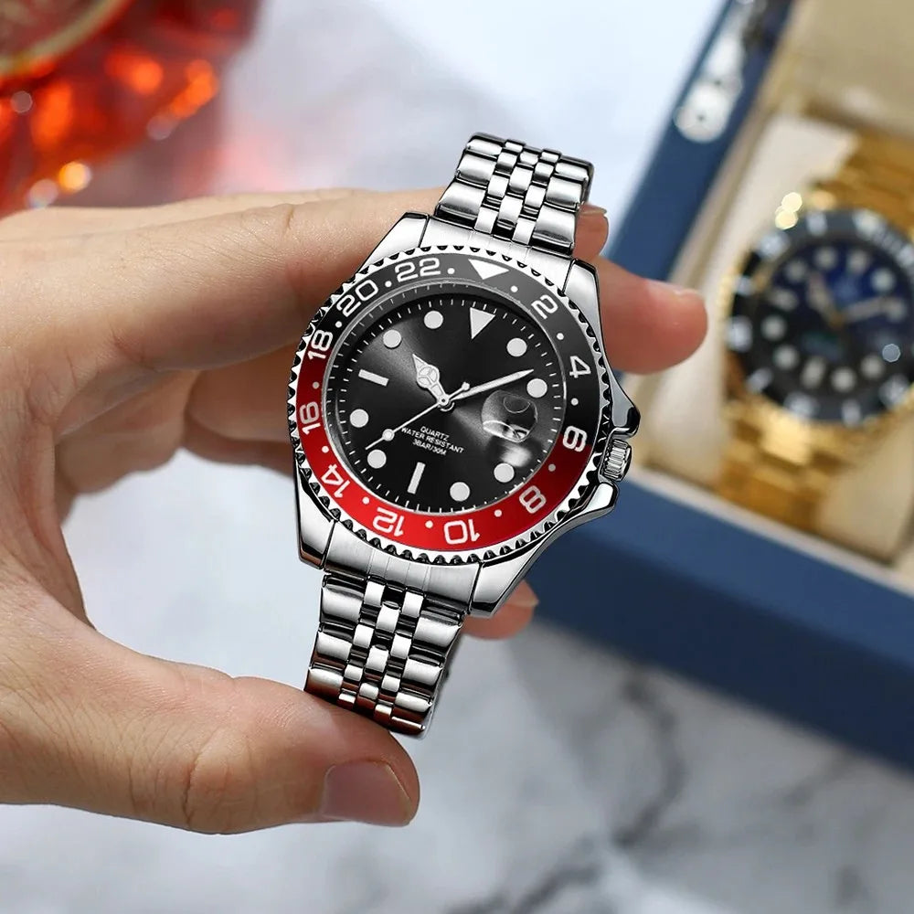 Relógio Masculino Grand Naipe – Date Vermelho e Preto