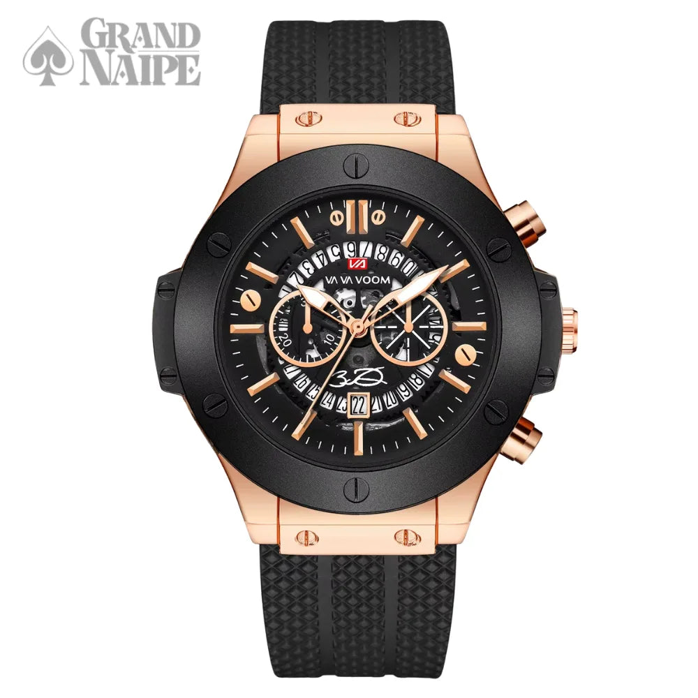 Relógio Masculino Preto e Dourado Grand Naipe - Eclipse do Poder