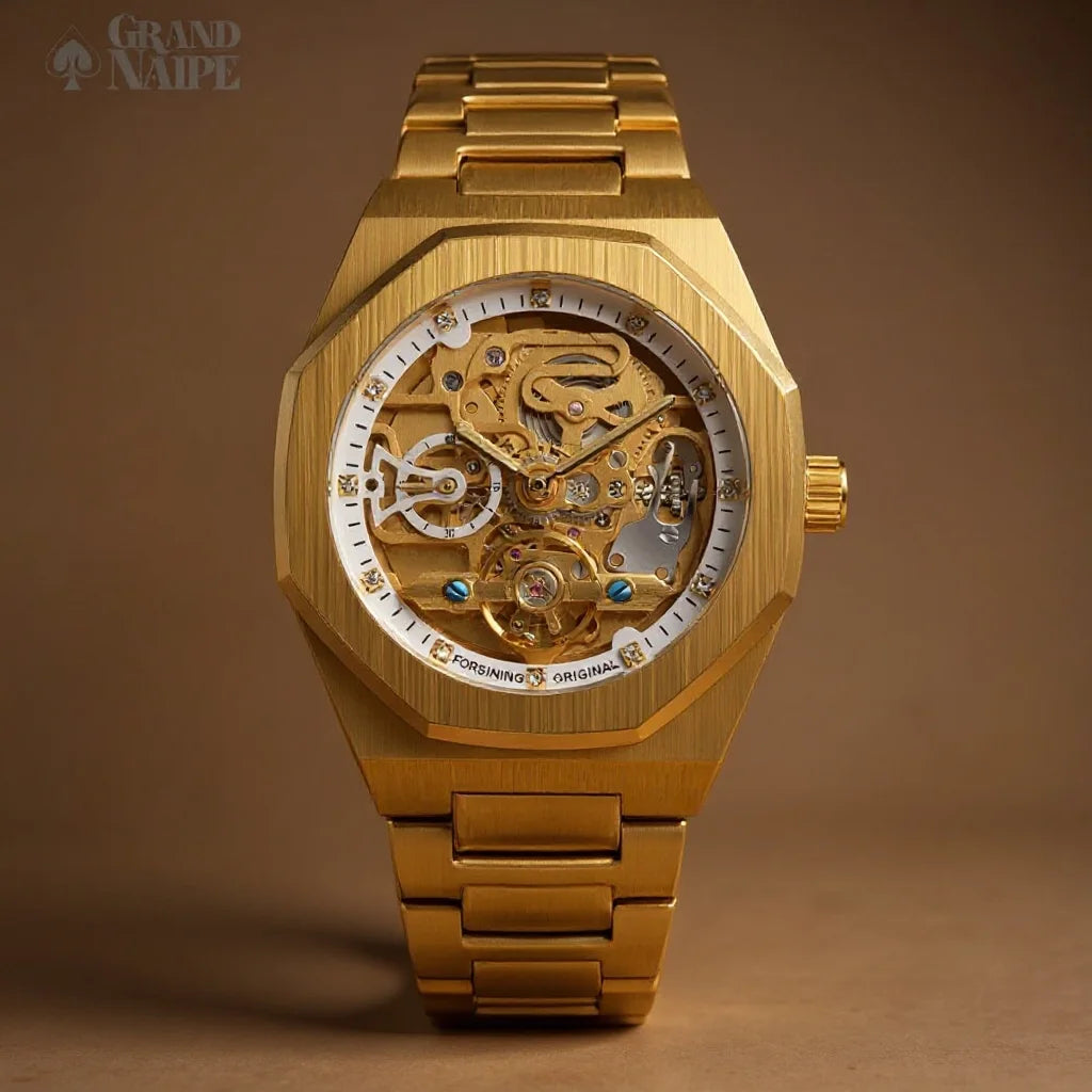 Relógio Automático Dourado Grand Naipe – Eskeleto Gold