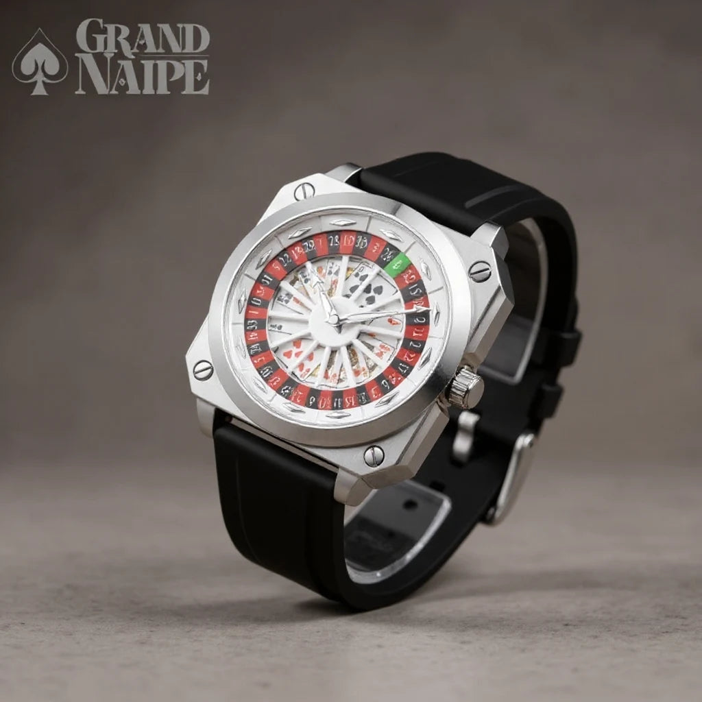 Relógio Masculino Prateado Grand Naipe – Roleta do Tempo