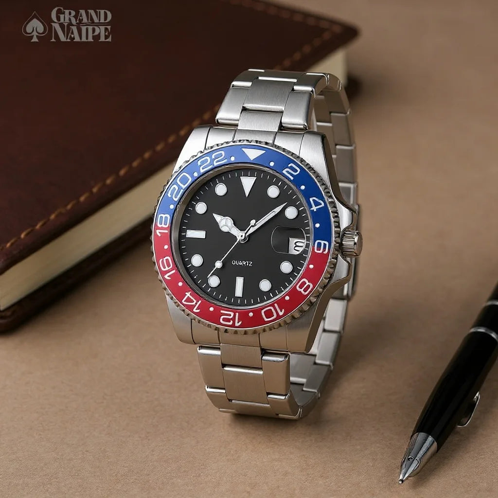 Relógio Masculino Grand Naipe – Date Azul e Vermelho