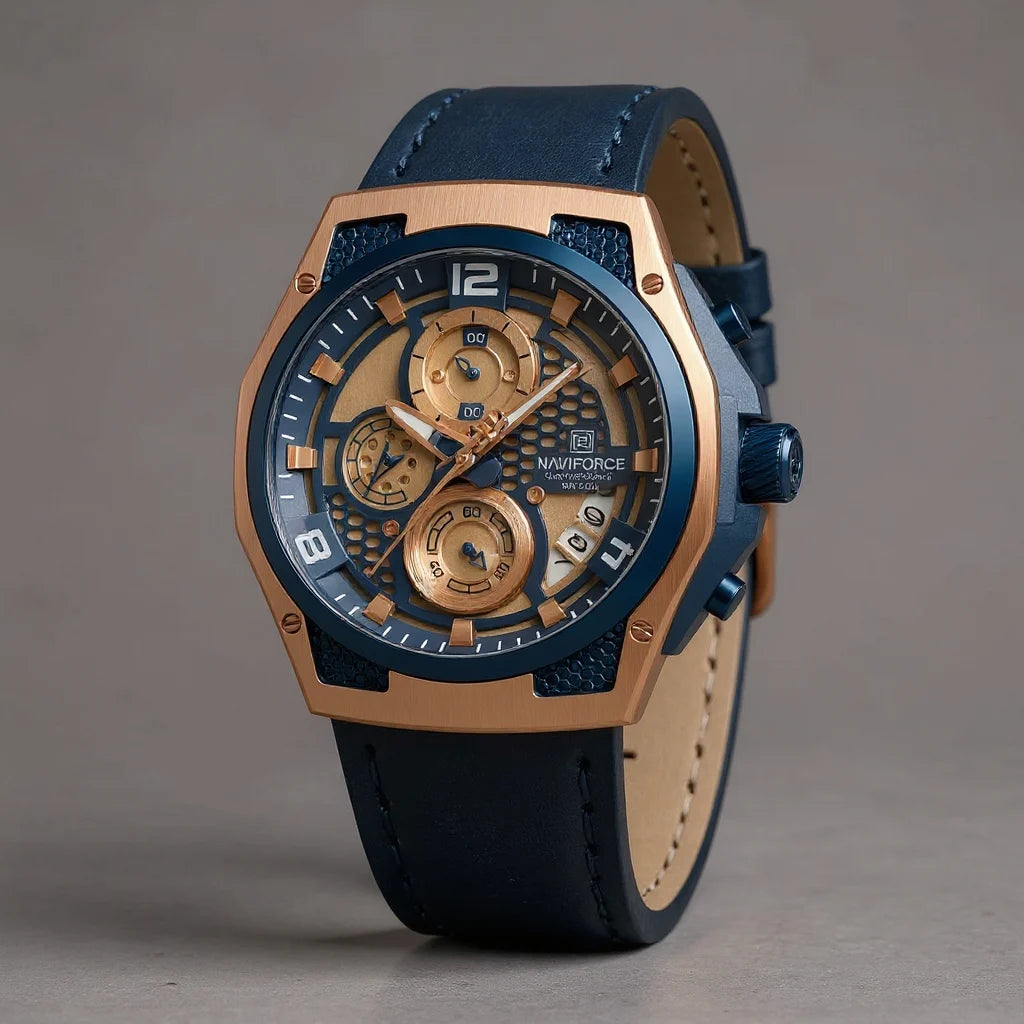 Relógio Cronógrafo Grand Naipe – Force Golden Blue