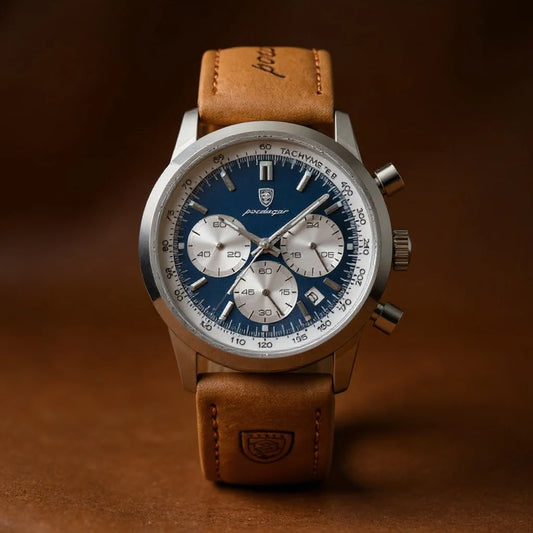 Relógio Cronógrafo Grand Naipe – Poedagar Couro Silver