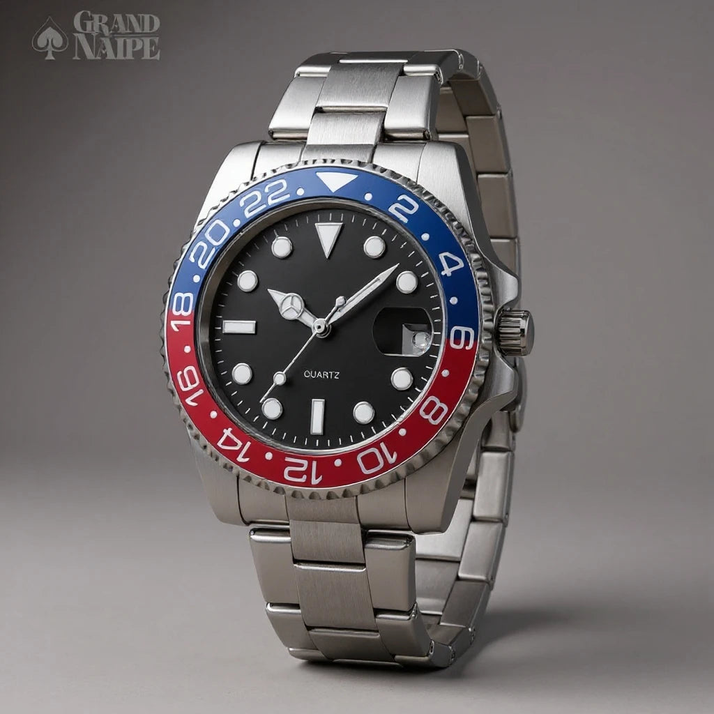 Relógio Masculino Grand Naipe – Date Azul e Vermelho