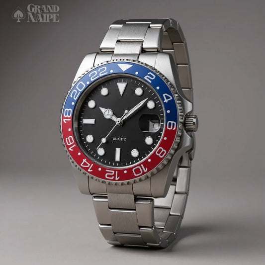 Relógio Masculino Grand Naipe – Date Azul e Vermelho