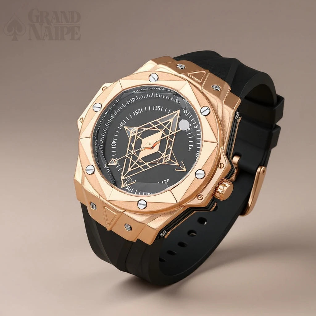 Relógio Masculino Dourado Grand Naipe – A Hora da Ascensão