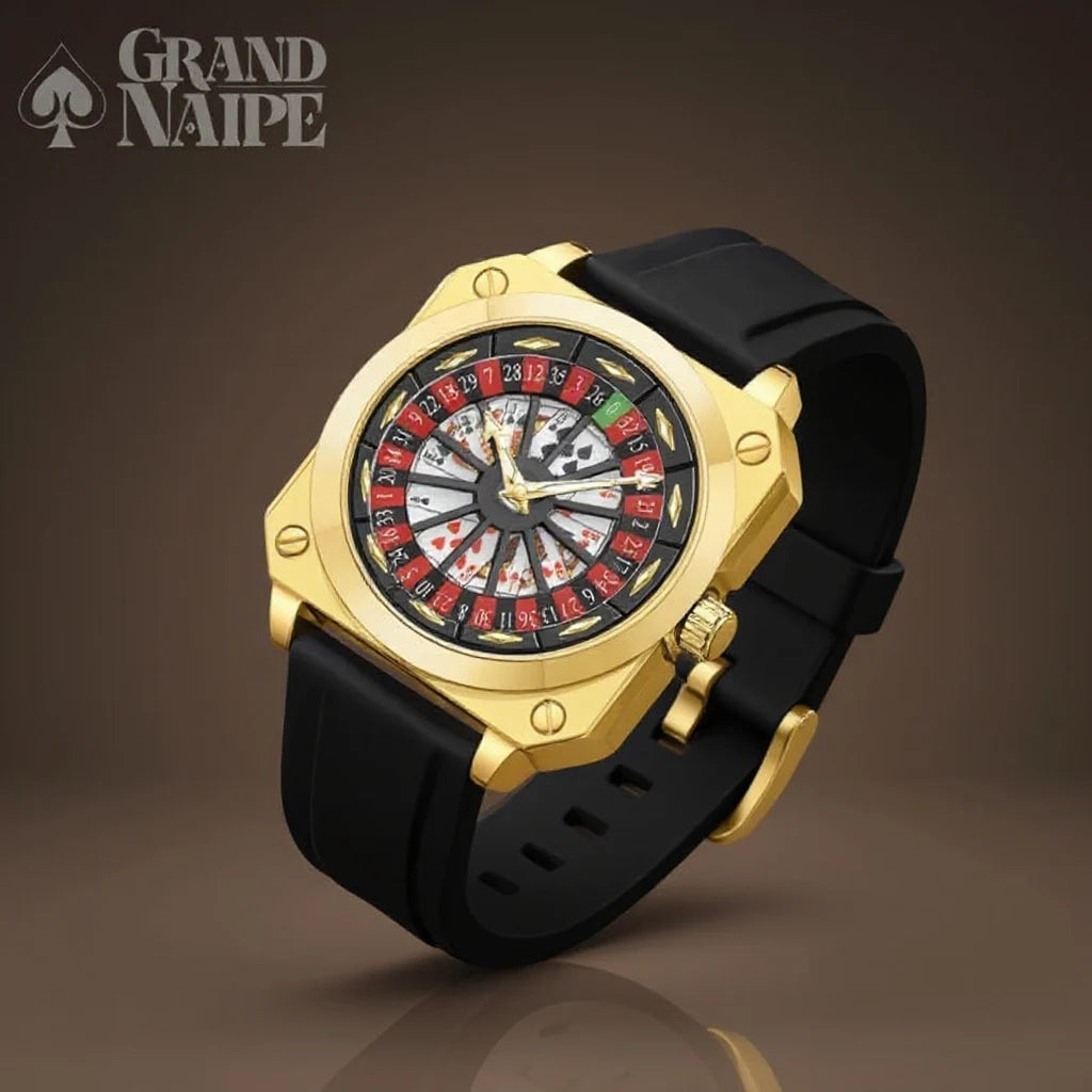 Relógio Masculino Dourado Grand Naipe – Roleta do Tempo