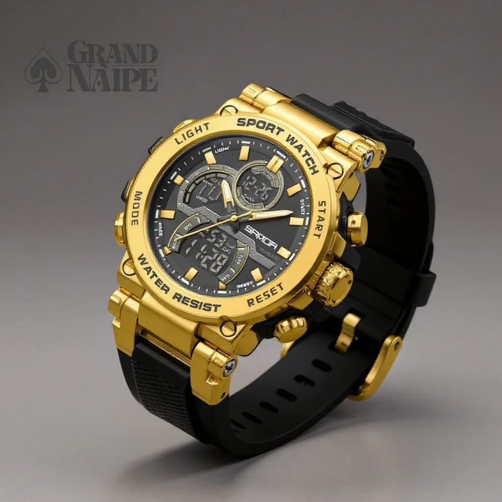 Relógio Masculino Dourado Grand Naipe – O Guardião do Tempo