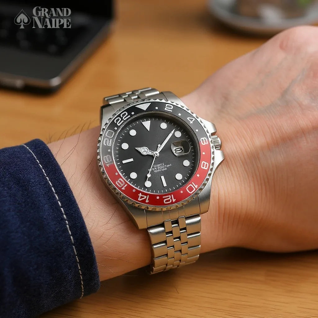 Relógio Masculino Grand Naipe – Date Vermelho e Preto