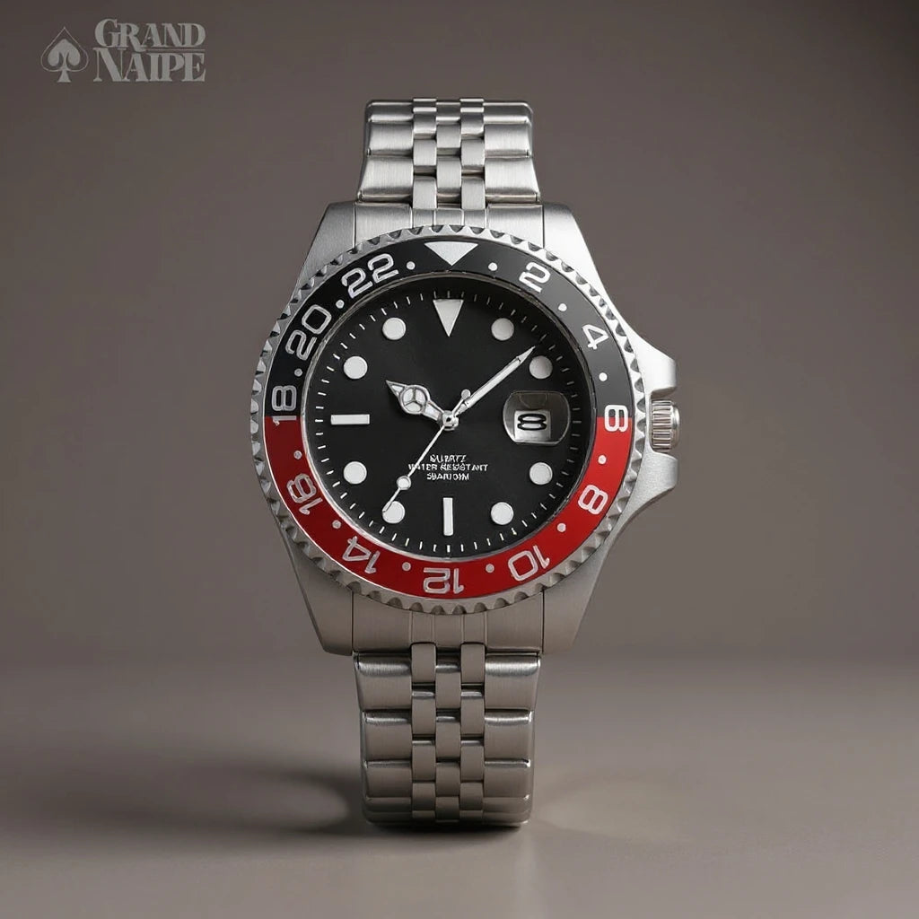 Relógio Masculino Grand Naipe – Date Vermelho e Preto