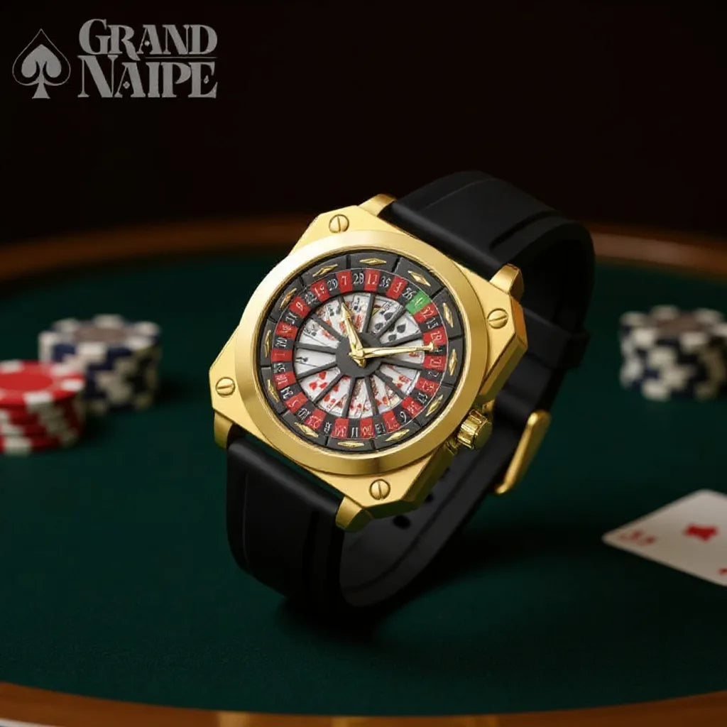 Relógio Masculino Dourado Grand Naipe – Roleta do Tempo