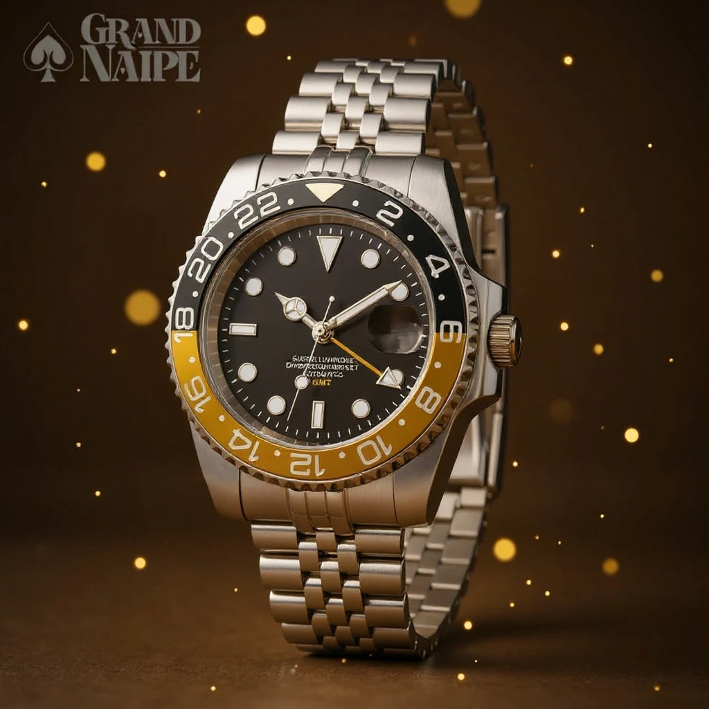 Relógio Masculino Grand Naipe – Date Preto e Amarelo