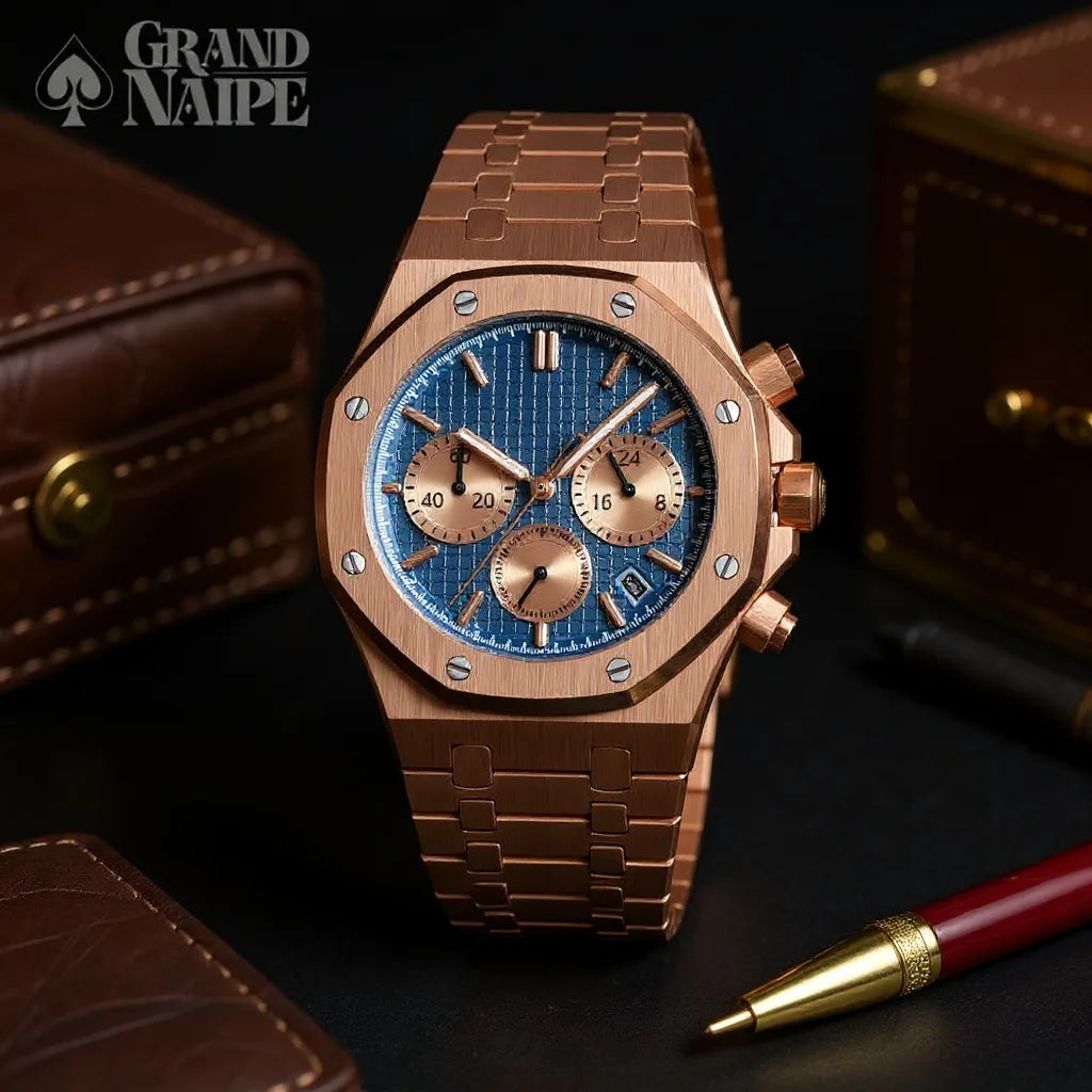 Relógio Cronógrafo Grand Naipe – Golden Blue