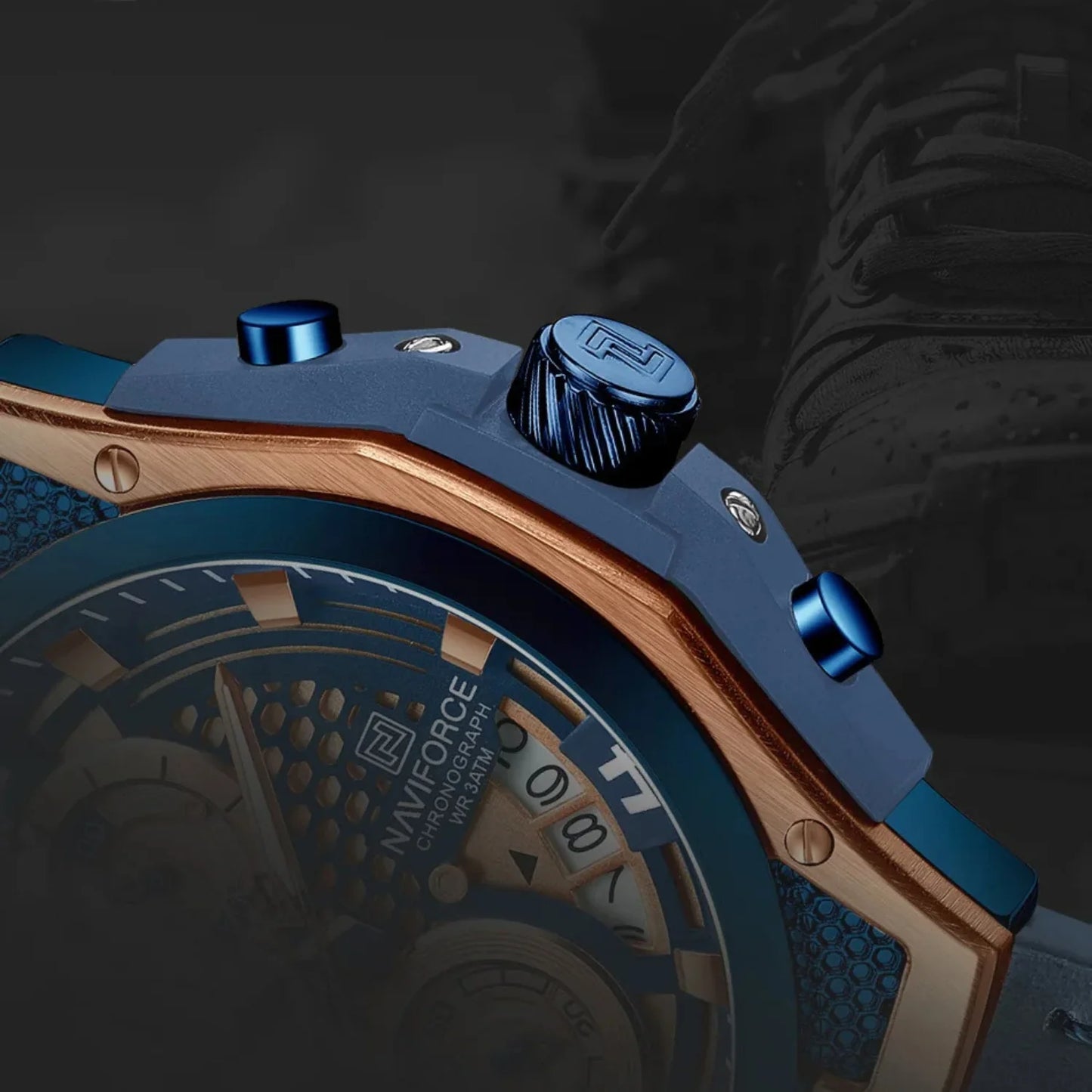 Relógio Cronógrafo Grand Naipe – Force Golden Blue