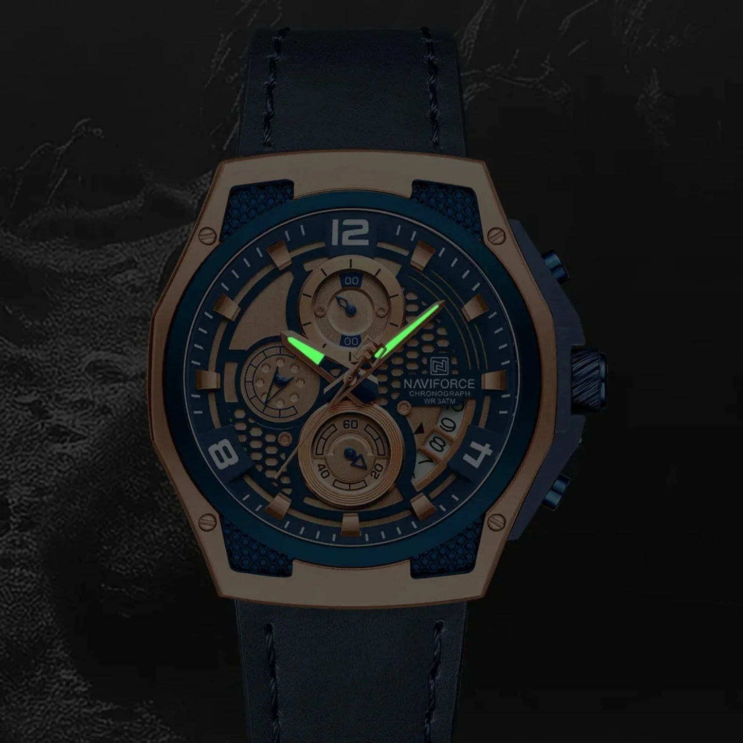 Relógio Cronógrafo Grand Naipe – Force Golden Blue