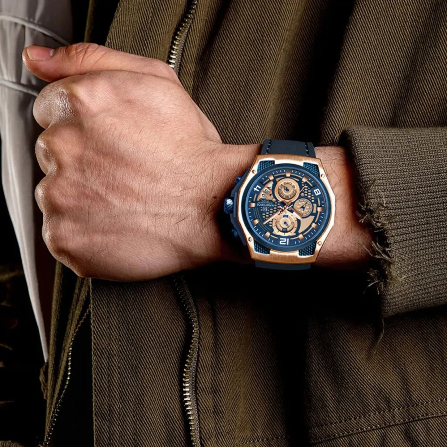 Relógio Cronógrafo Grand Naipe – Force Golden Blue