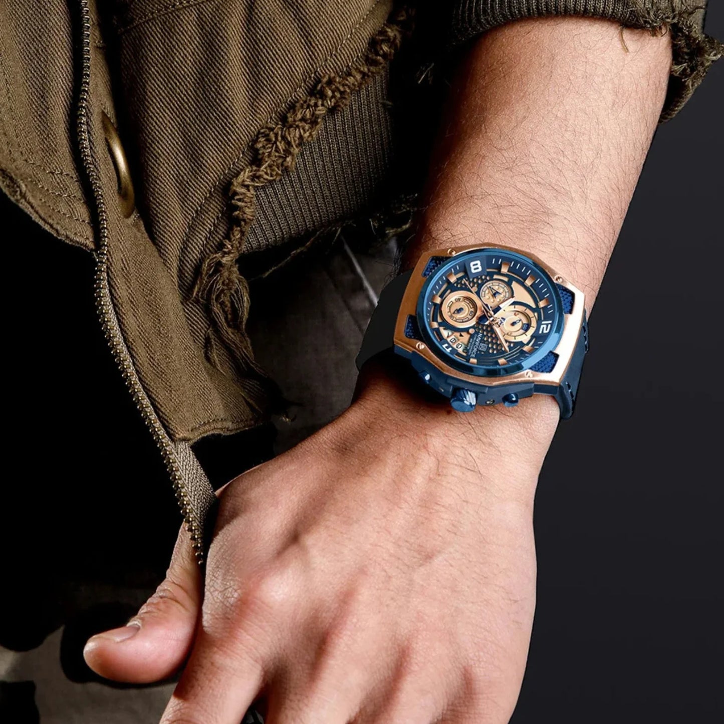 Relógio Cronógrafo Grand Naipe – Force Golden Blue