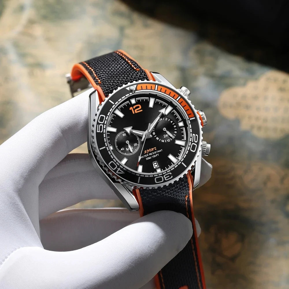 Relógio Cronógrafo Grand Naipe – Sport Preto e Laranja