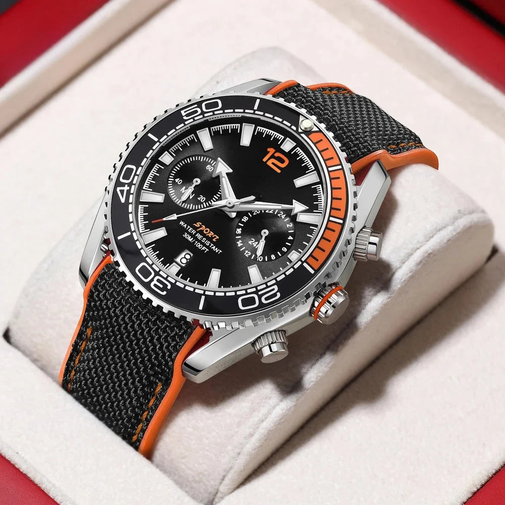 Relógio Cronógrafo Grand Naipe – Sport Preto e Laranja
