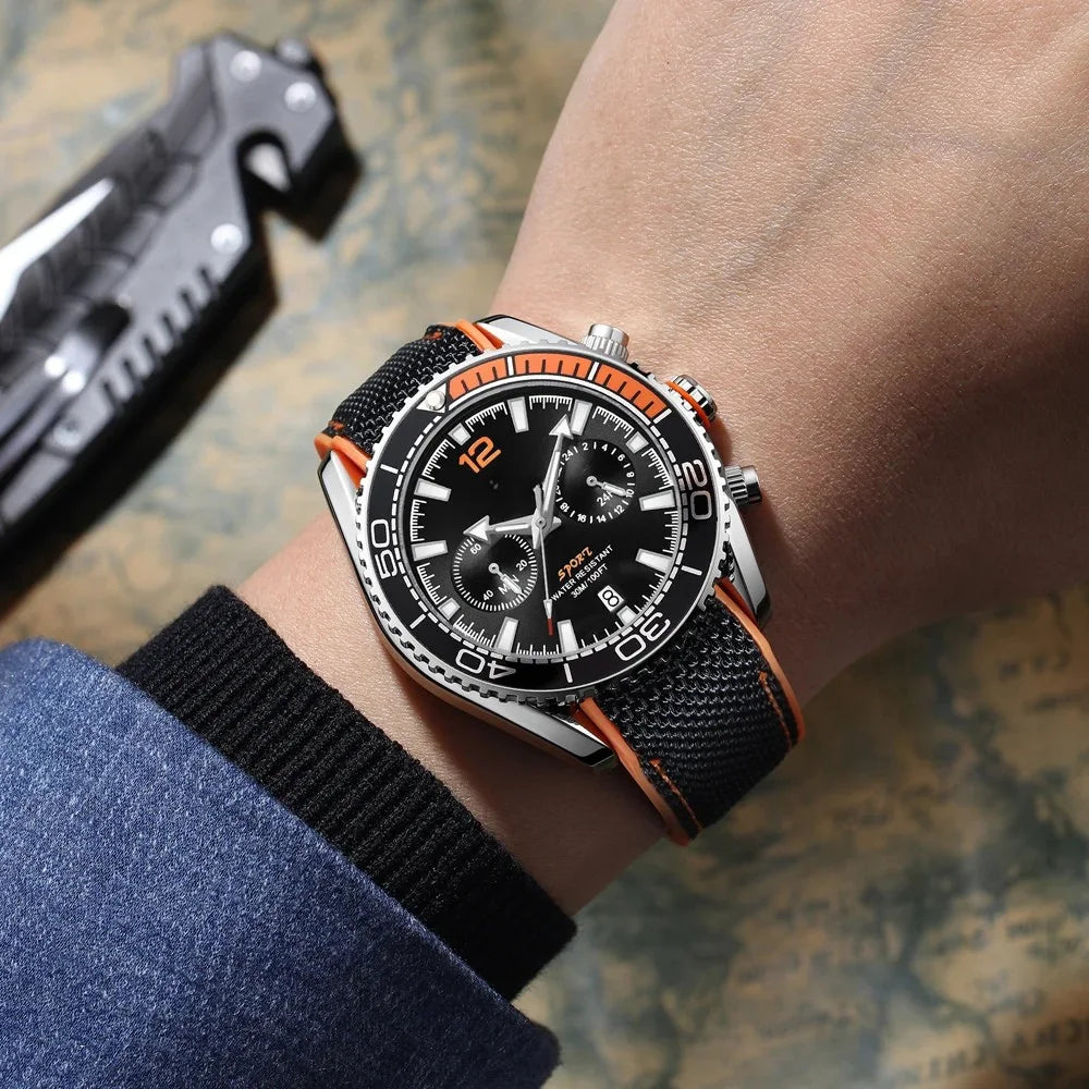 Relógio Cronógrafo Grand Naipe – Sport Preto e Laranja