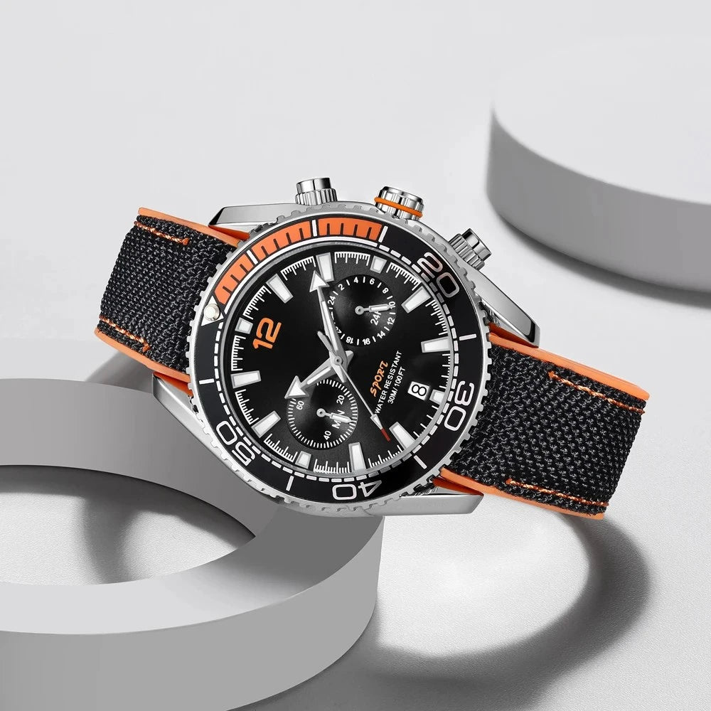 Relógio Cronógrafo Grand Naipe – Sport Preto e Laranja