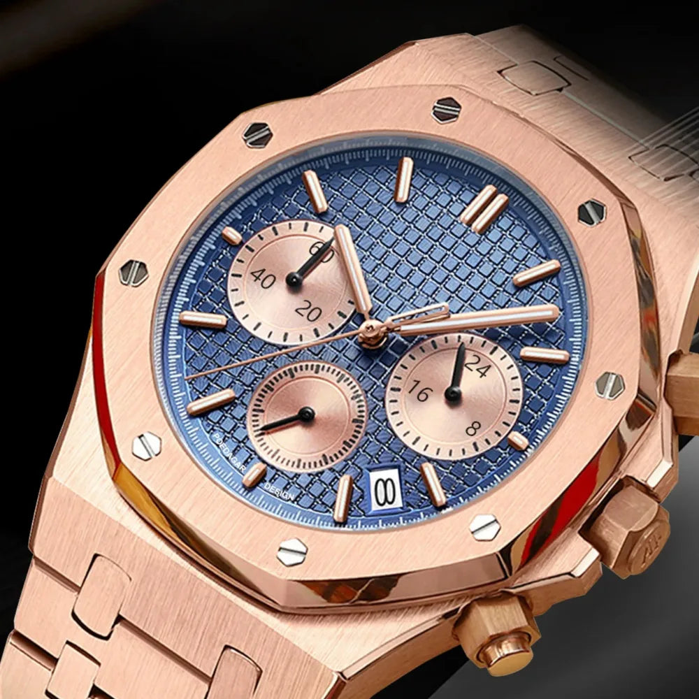 Relógio Cronógrafo Rosé Master King