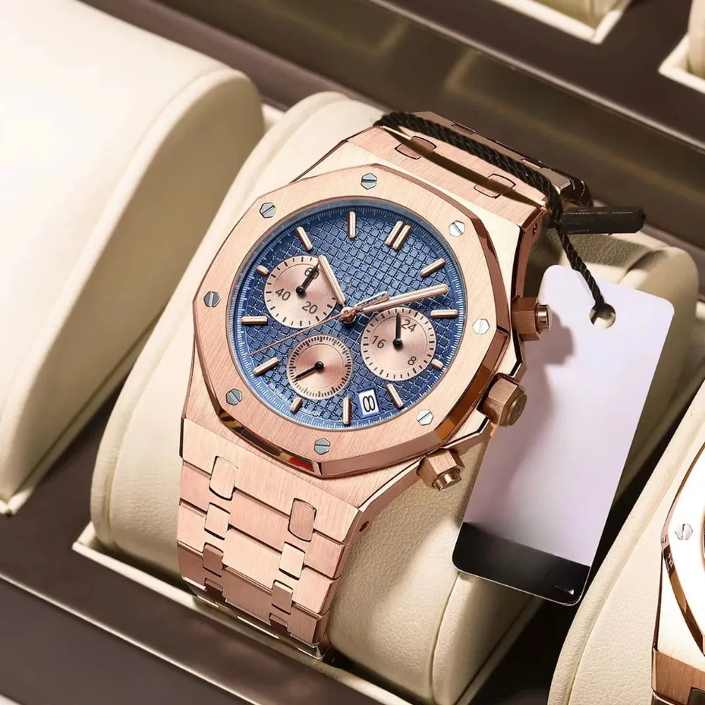 Relógio Cronógrafo Rosé Master King