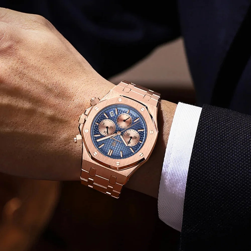 Relógio Cronógrafo Rosé Master King