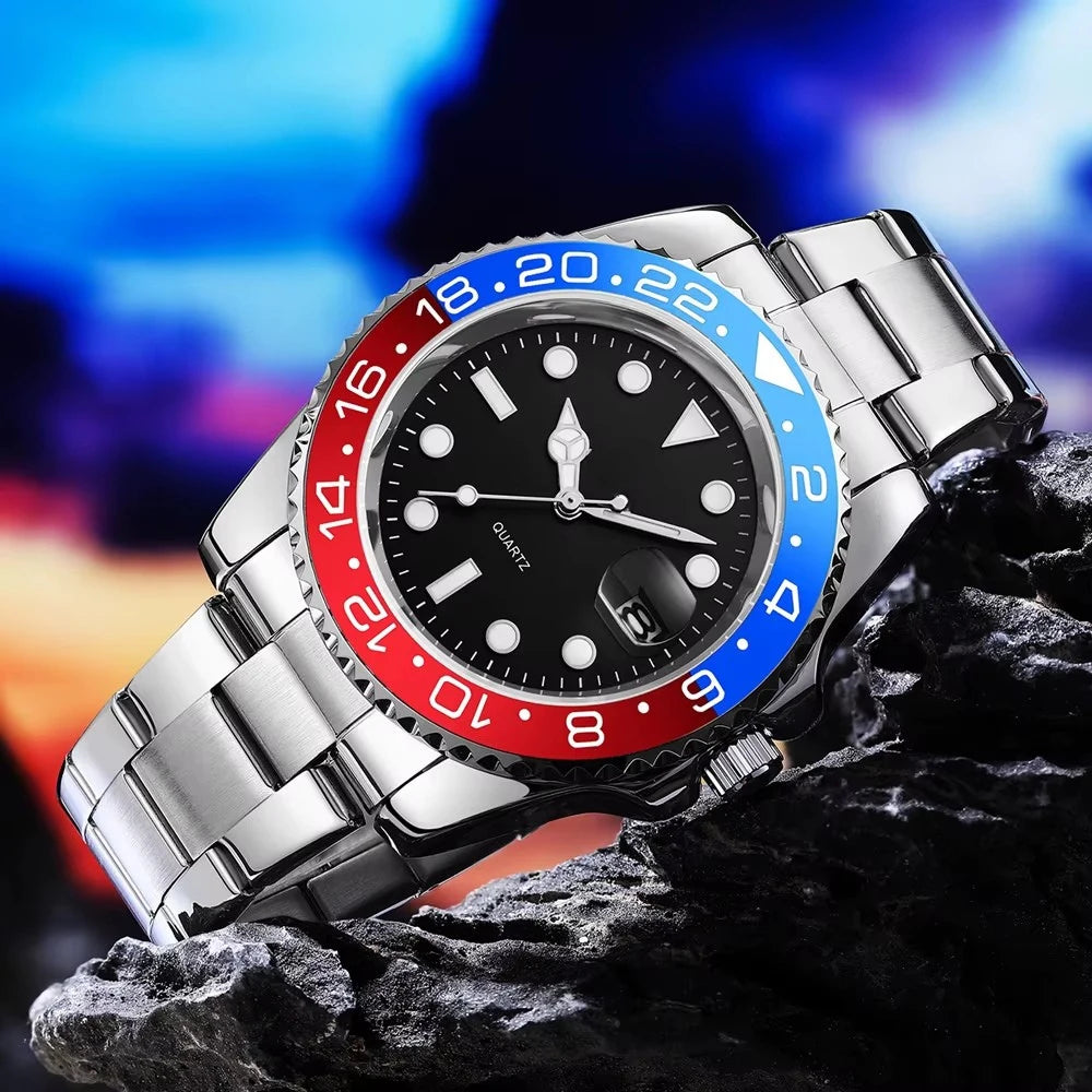 Relógio Masculino Grand Naipe – Date Azul e Vermelho