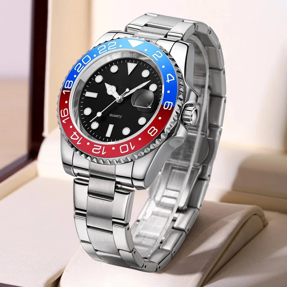 Relógio Masculino Grand Naipe – Date Azul e Vermelho