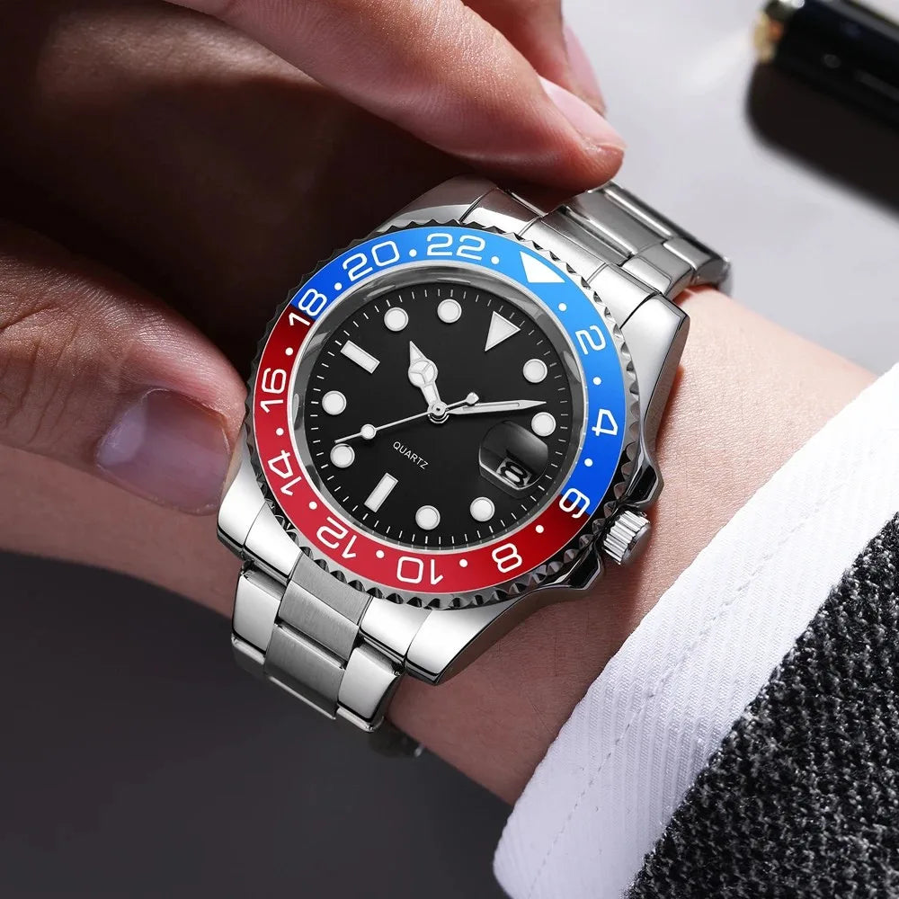 Relógio Masculino Grand Naipe – Date Azul e Vermelho