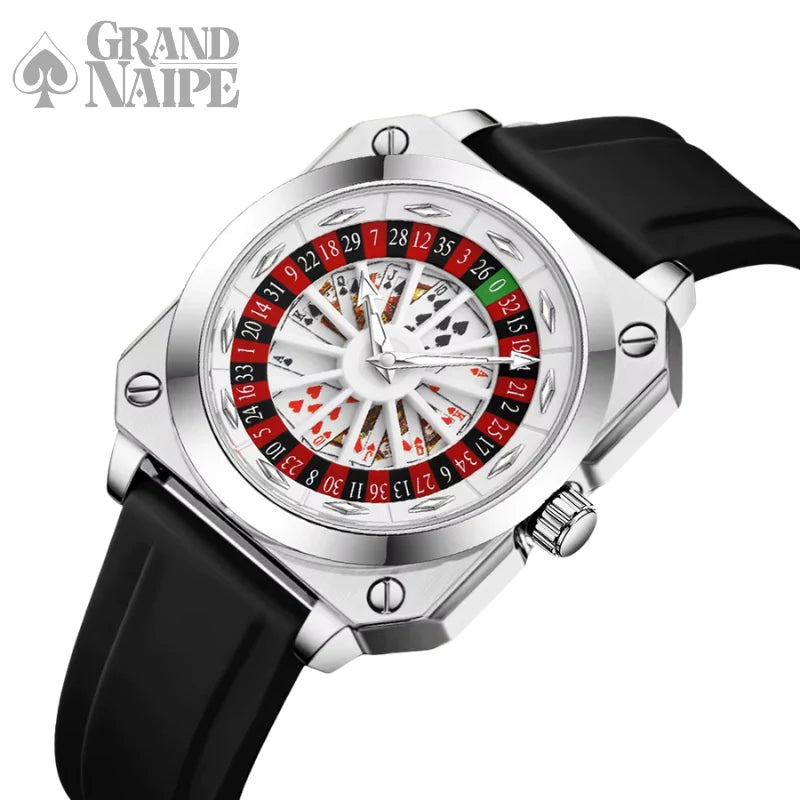 Relógio Masculino Prateado Grand Naipe – Roleta do Tempo