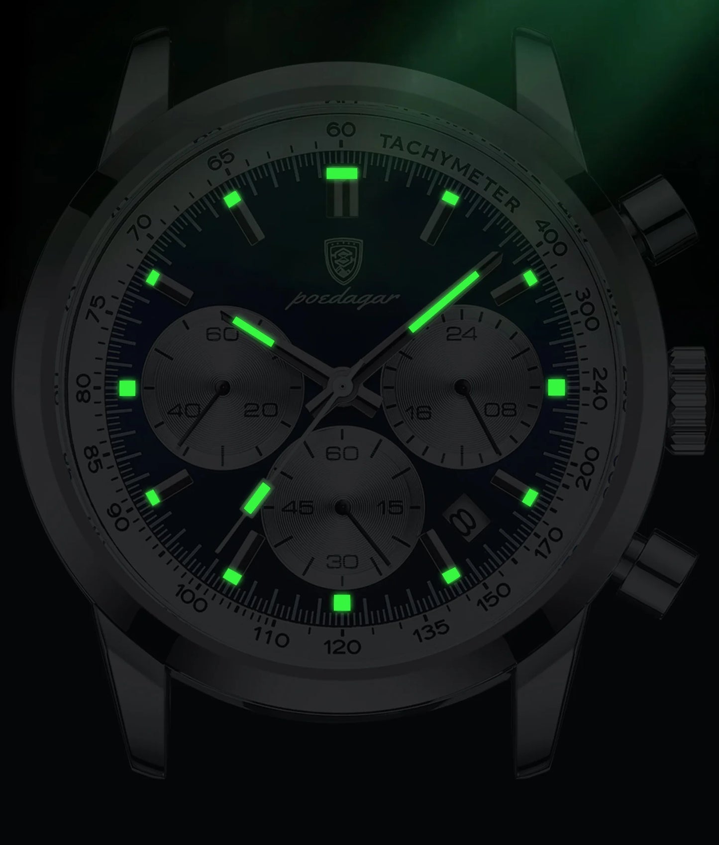 Relógio Cronógrafo Grand Naipe – Poedagar Couro Silver