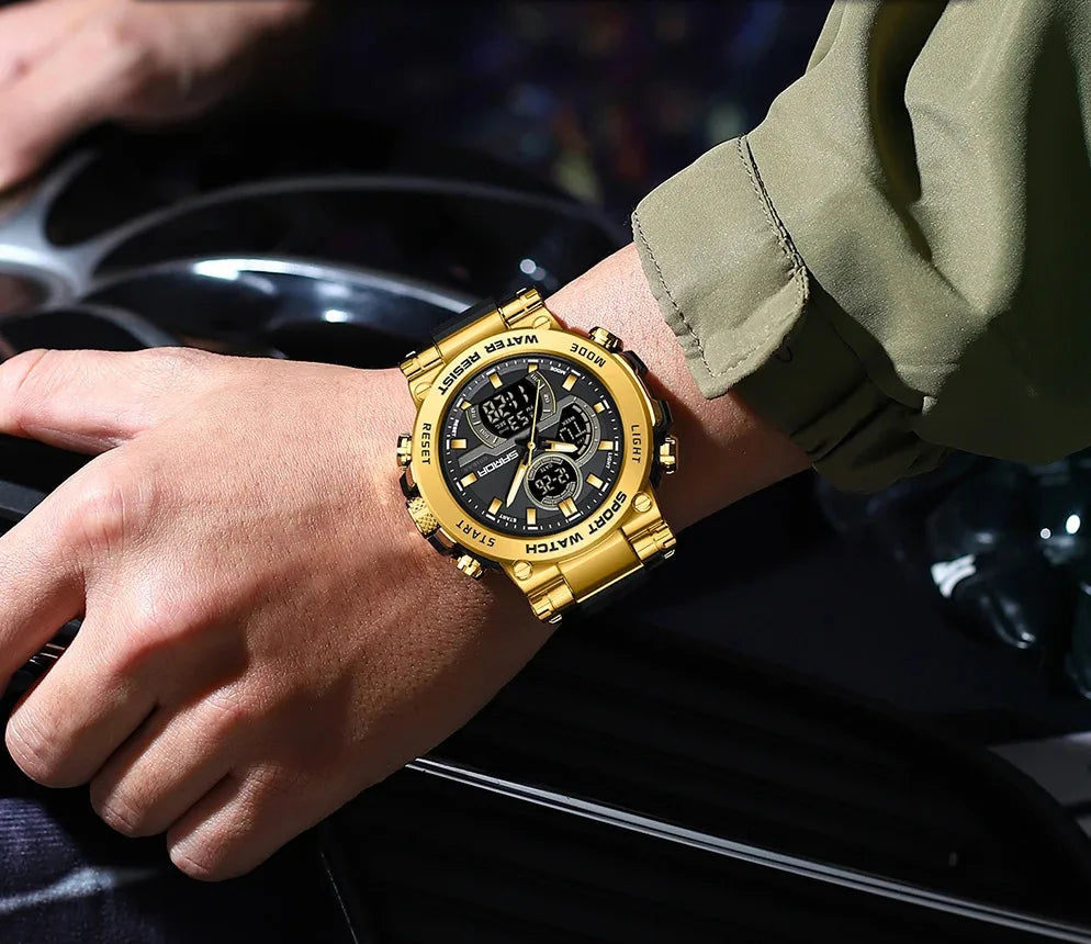 Relógio Masculino Dourado Grand Naipe – O Guardião do Tempo