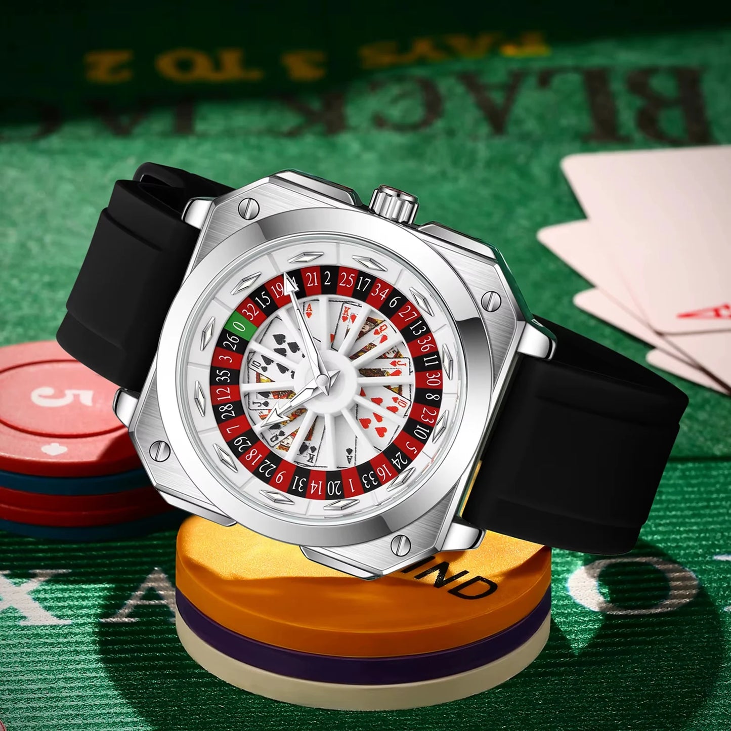 Relógio Masculino Prateado Grand Naipe – Roleta do Tempo