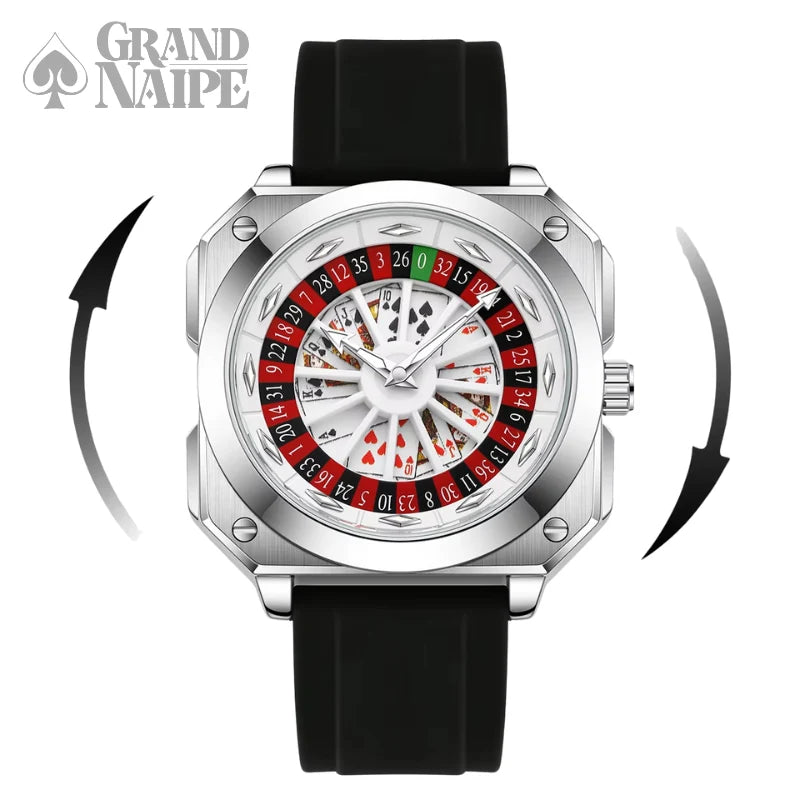 Relógio Masculino Prateado Grand Naipe – Roleta do Tempo