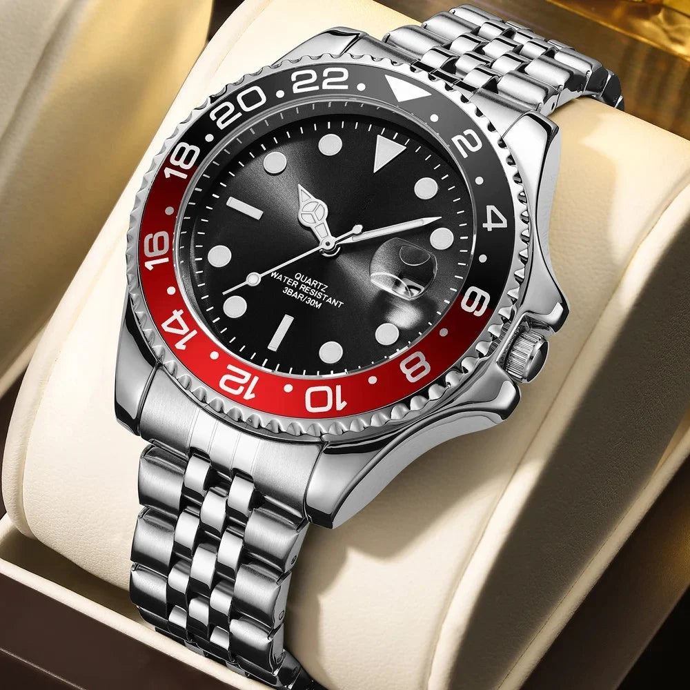 Relógio Masculino Grand Naipe – Date Vermelho e Preto