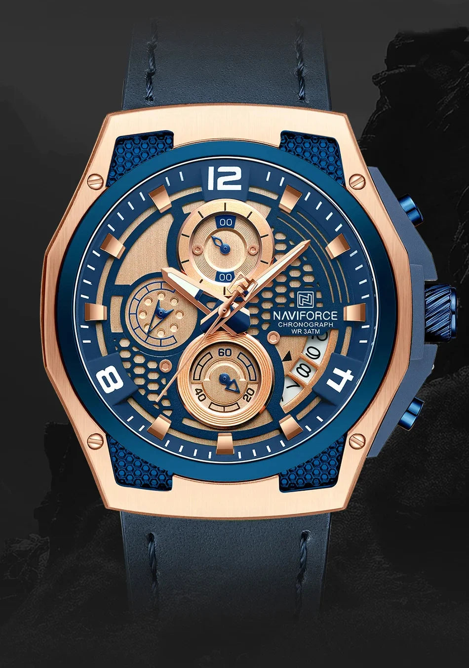 Relógio Cronógrafo Grand Naipe – Force Golden Blue