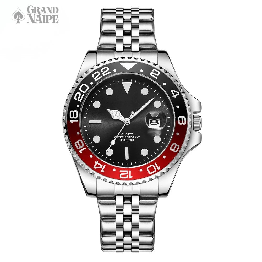 Relógio Masculino Grand Naipe – Date Vermelho e Preto