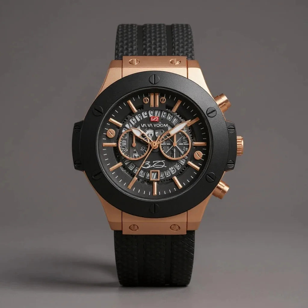 Relógio Masculino Preto e Dourado - Eclipse do Poder