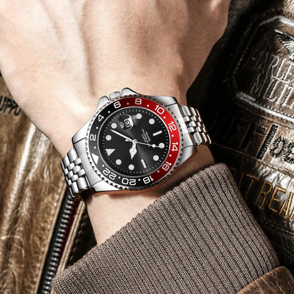 Relógio Masculino Grand Naipe – Date Vermelho e Preto