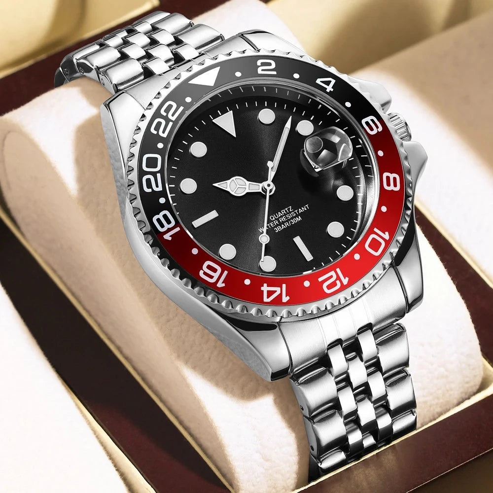 Relógio Masculino Grand Naipe – Date Vermelho e Preto